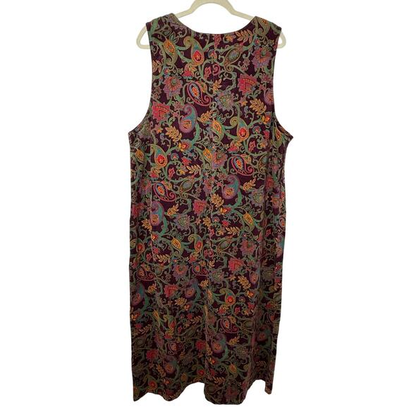 Westbound Vintage Corduroy Maxi Jumper Dress XL Boho Paisley Floral Y2K Cottage - Picture 2 of 7